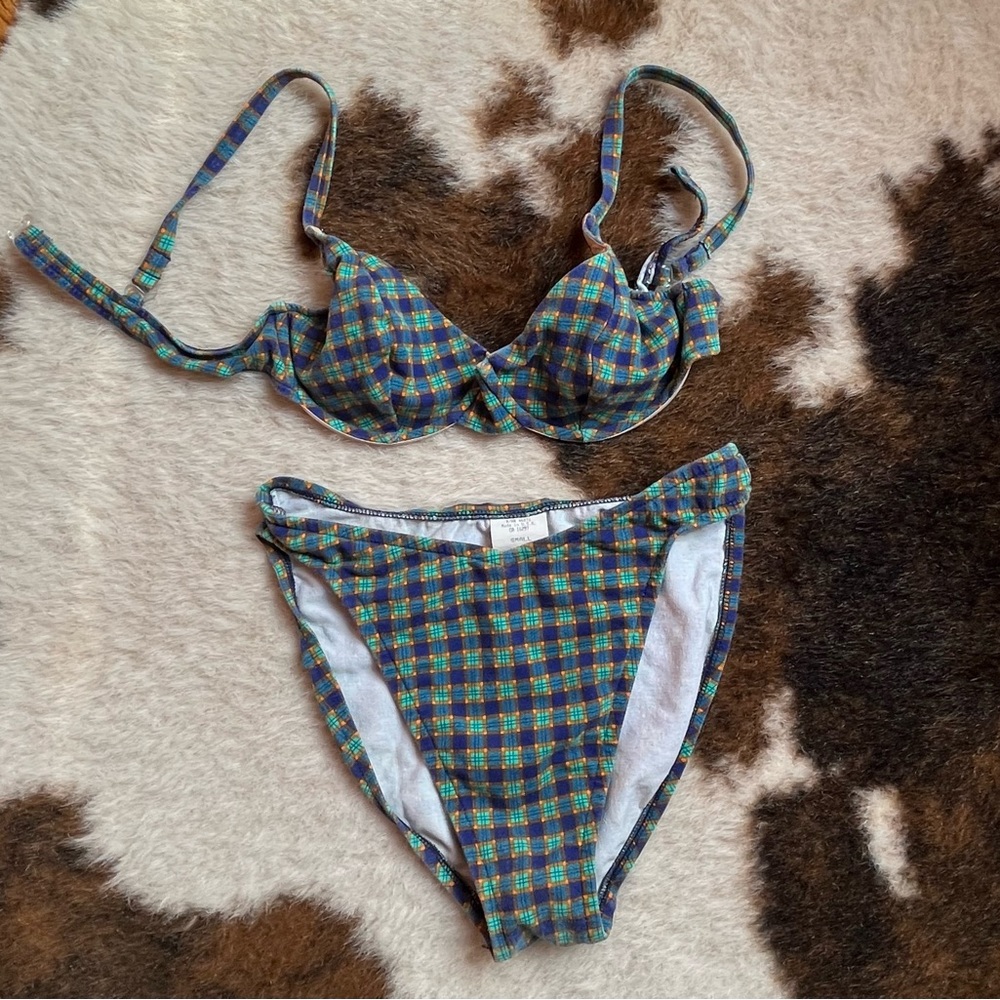 True Vintage 90s High Rise Flannel Bikini